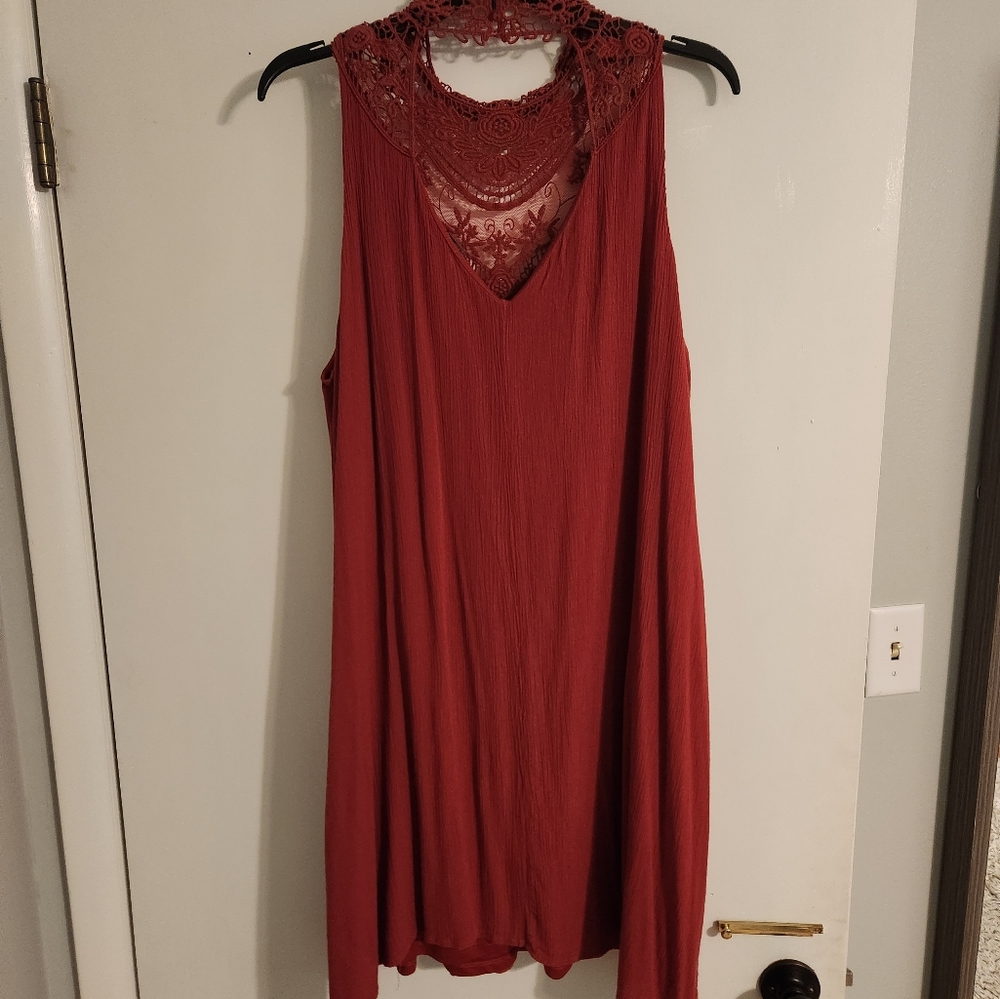 Red rust colored sleeveless dress XL
